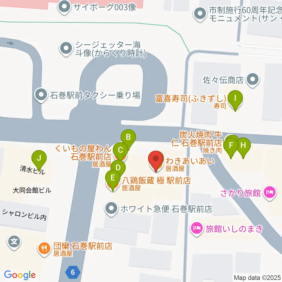 ラジオ石巻周辺のファミレス・ファーストフード一覧地図