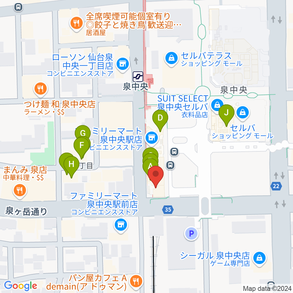 fmいずみ周辺のファミレス・ファーストフード一覧地図