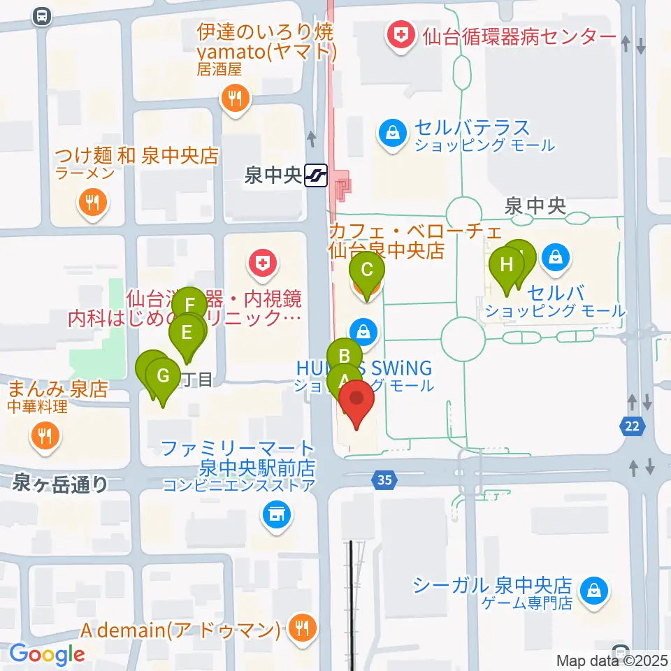 fmいずみ周辺のファミレス・ファーストフード一覧地図