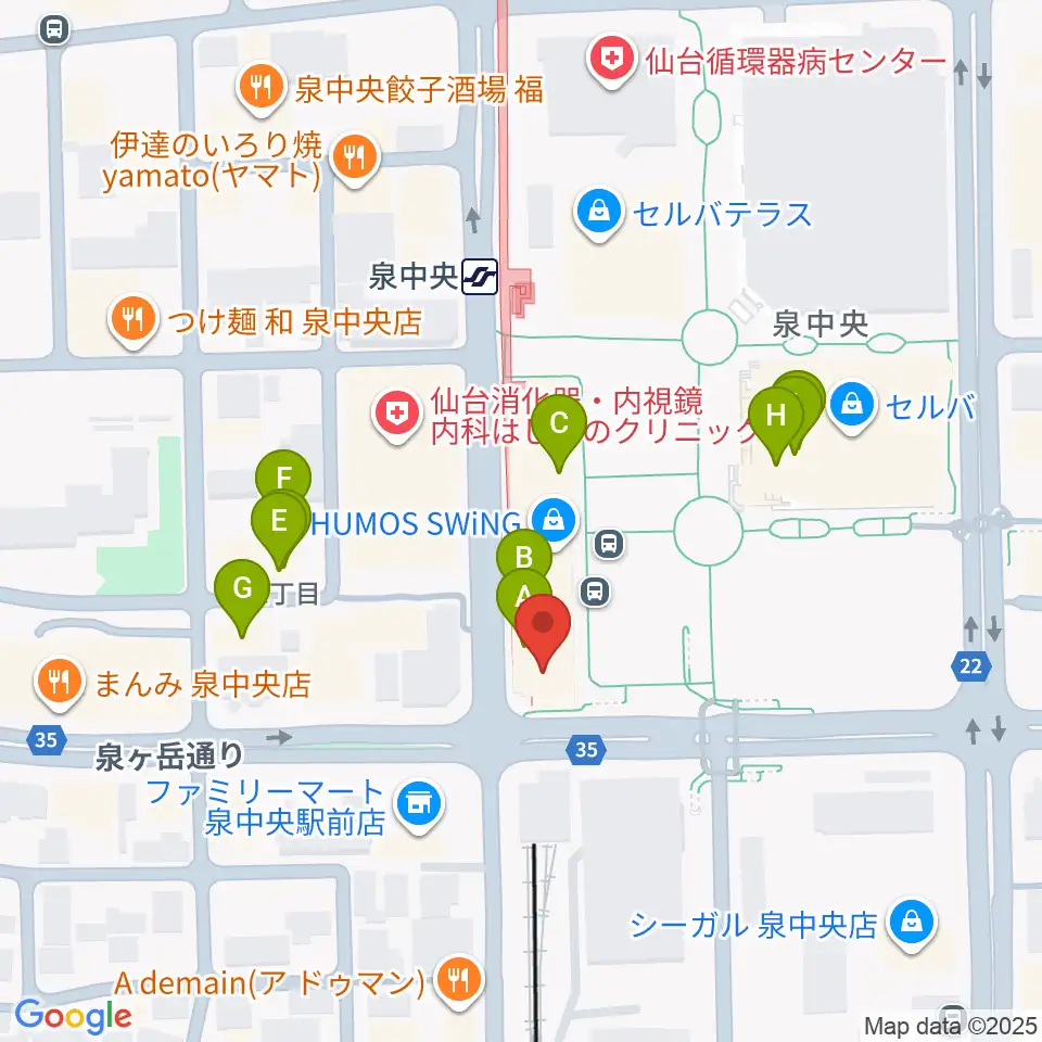 fmいずみ周辺のファミレス・ファーストフード一覧地図