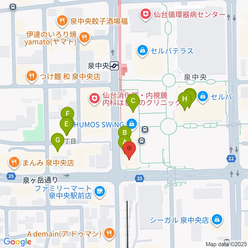 fmいずみ周辺のファミレス・ファーストフード一覧地図