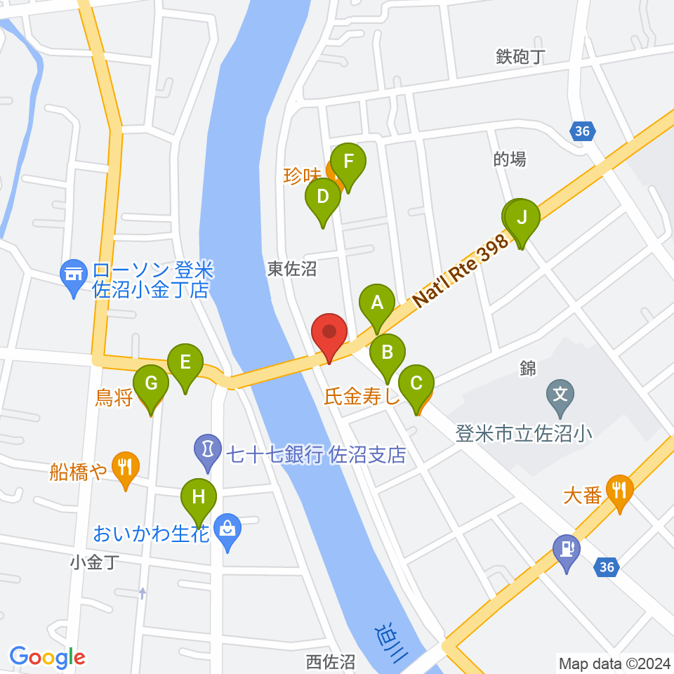 はっとエフエム周辺のファミレス・ファーストフード一覧地図