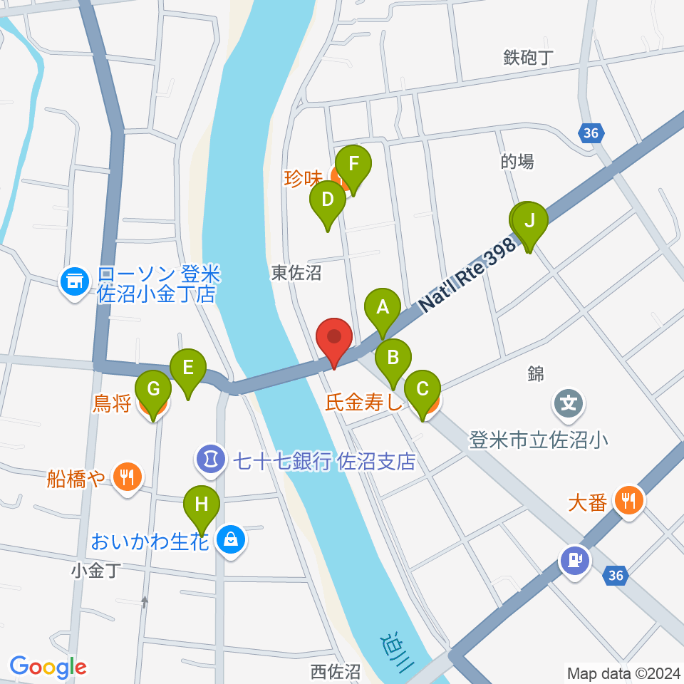 はっとエフエム周辺のファミレス・ファーストフード一覧地図