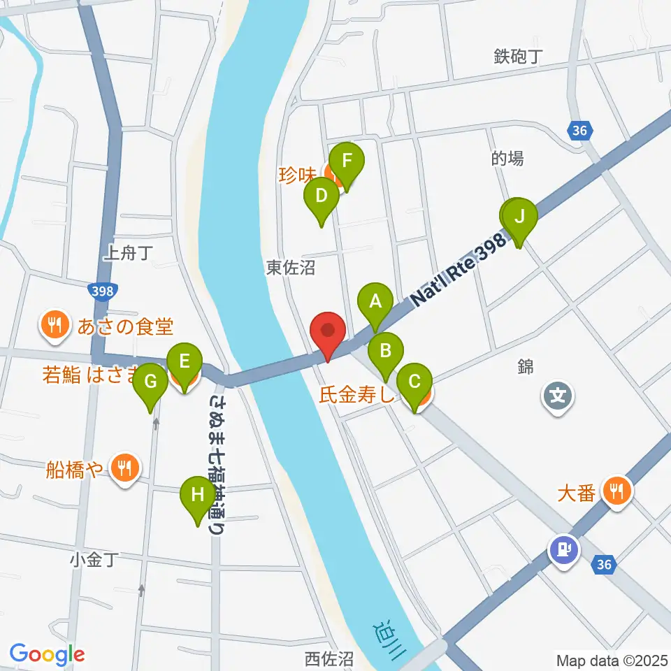 はっとエフエム周辺のファミレス・ファーストフード一覧地図