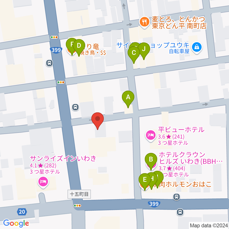 FMいわき周辺のファミレス・ファーストフード一覧地図