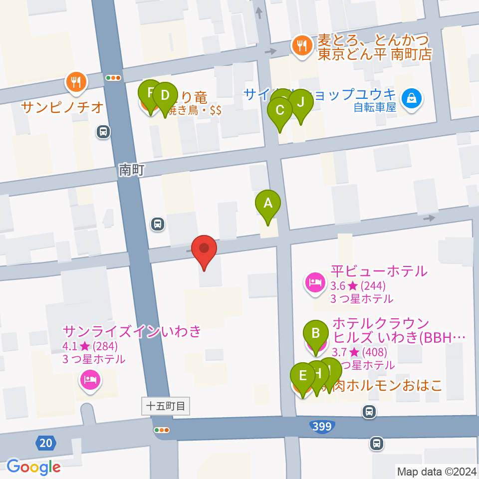 FMいわき周辺のファミレス・ファーストフード一覧地図