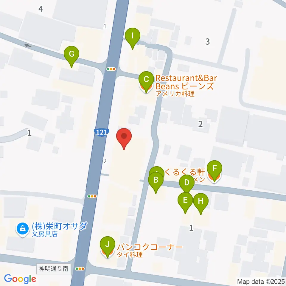 エフエム会津周辺のファミレス・ファーストフード一覧地図