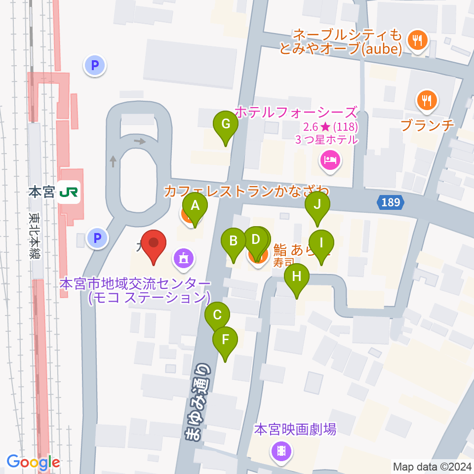 FMモットコム周辺のファミレス・ファーストフード一覧地図