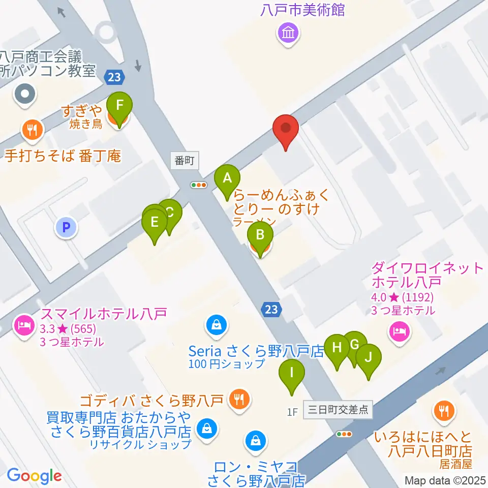 ビーエフエム周辺のファミレス・ファーストフード一覧地図