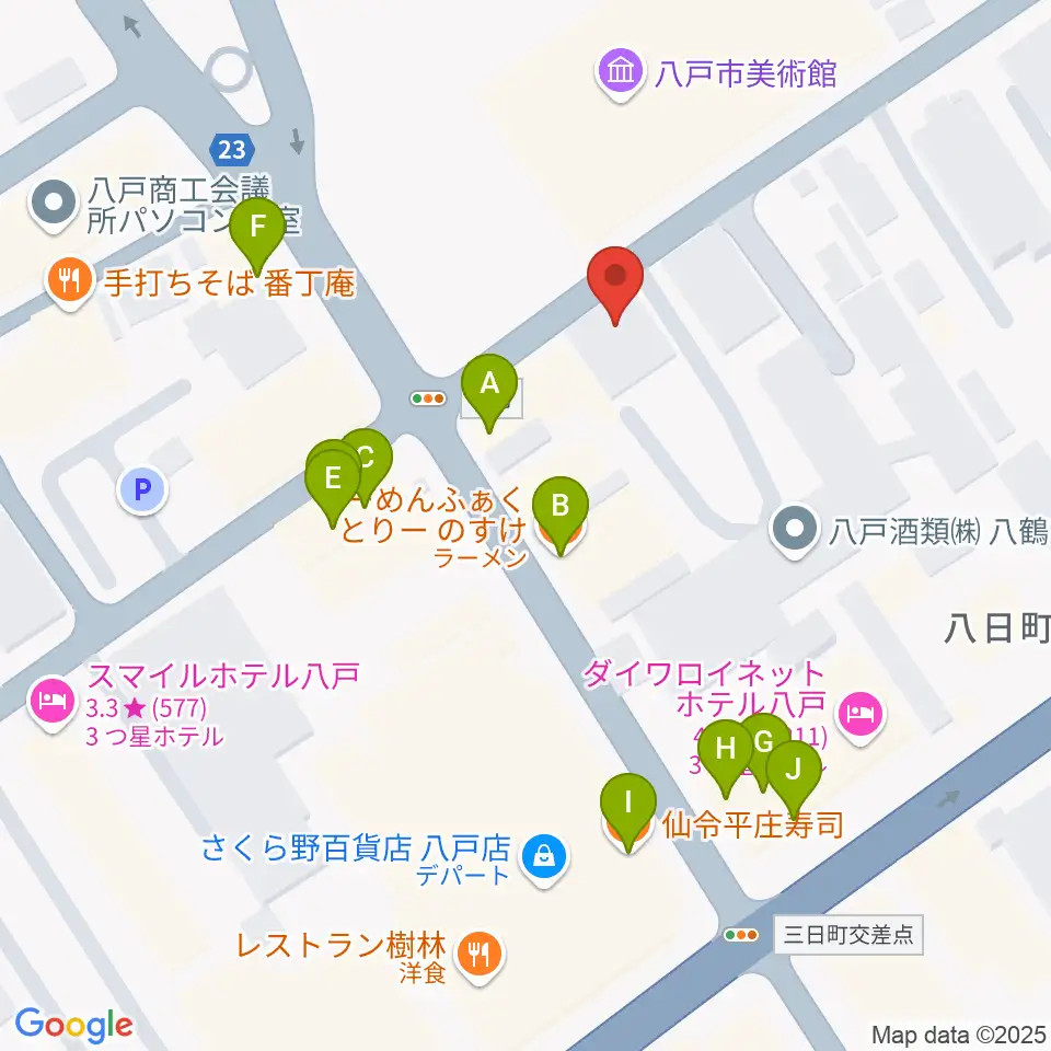 ビーエフエム周辺のファミレス・ファーストフード一覧地図