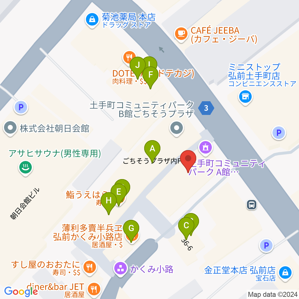 FMアップルウェーブ周辺のファミレス・ファーストフード一覧地図