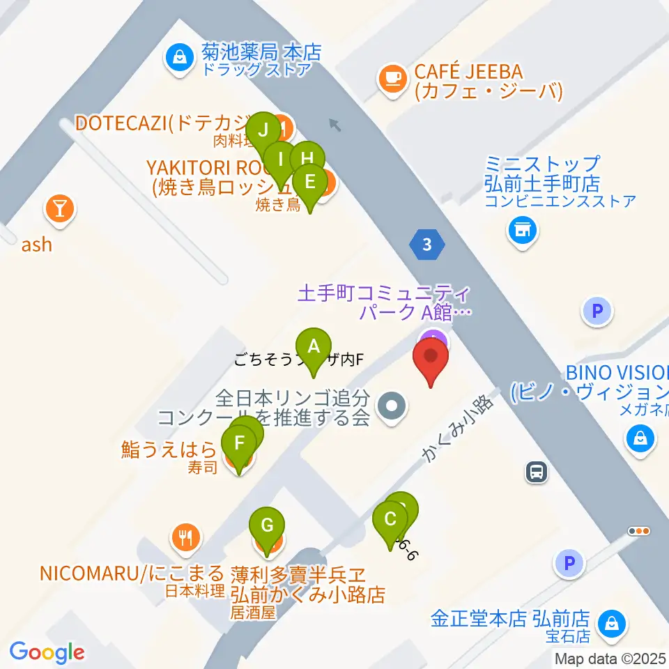 FMアップルウェーブ周辺のファミレス・ファーストフード一覧地図