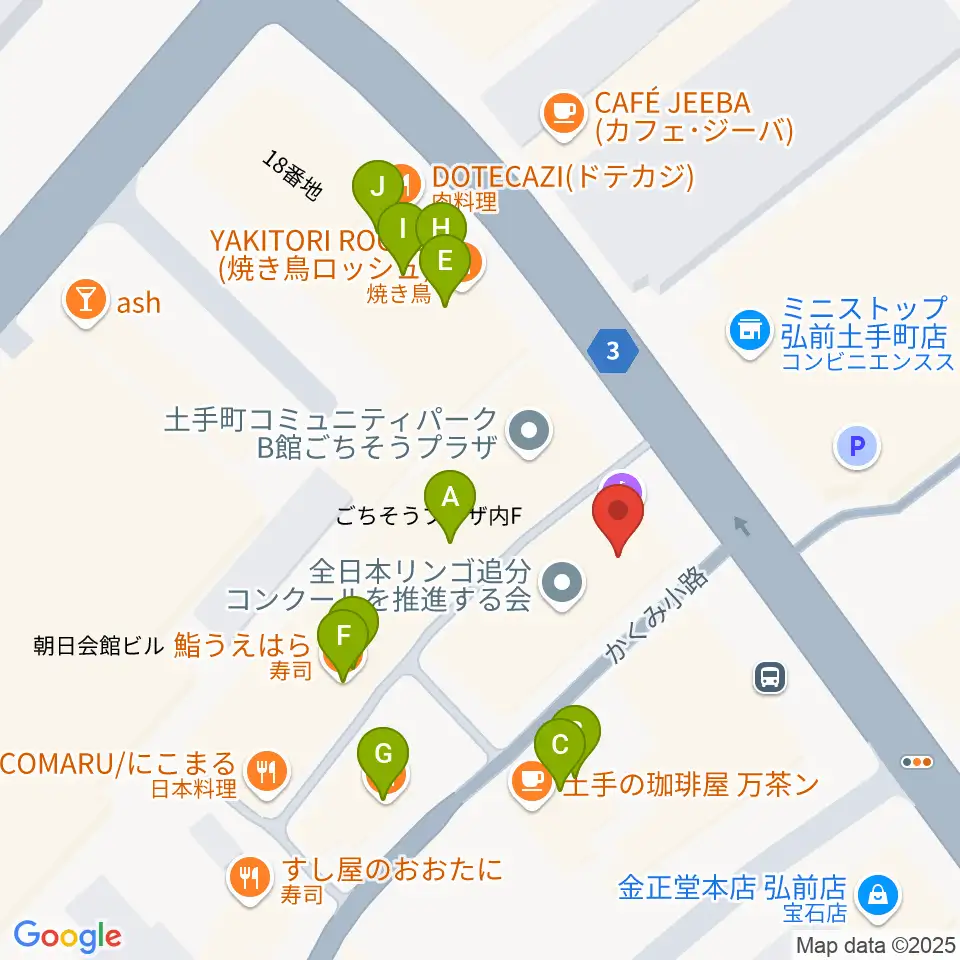 FMアップルウェーブ周辺のファミレス・ファーストフード一覧地図