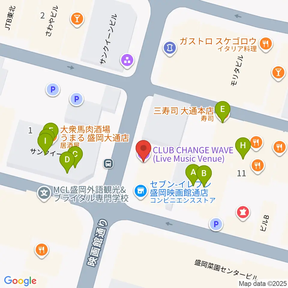 CLUB CHANGE WAVE周辺のファミレス・ファーストフード一覧地図