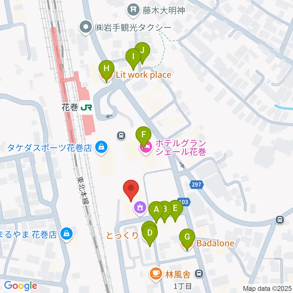 えふえむ花巻周辺のファミレス・ファーストフード一覧地図