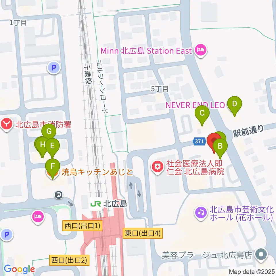 FMメイプル周辺のファミレス・ファーストフード一覧地図