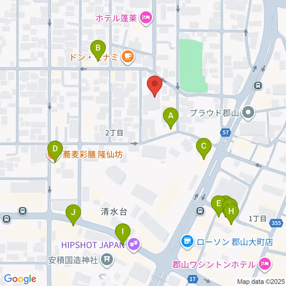 ココラジ周辺のファミレス・ファーストフード一覧地図