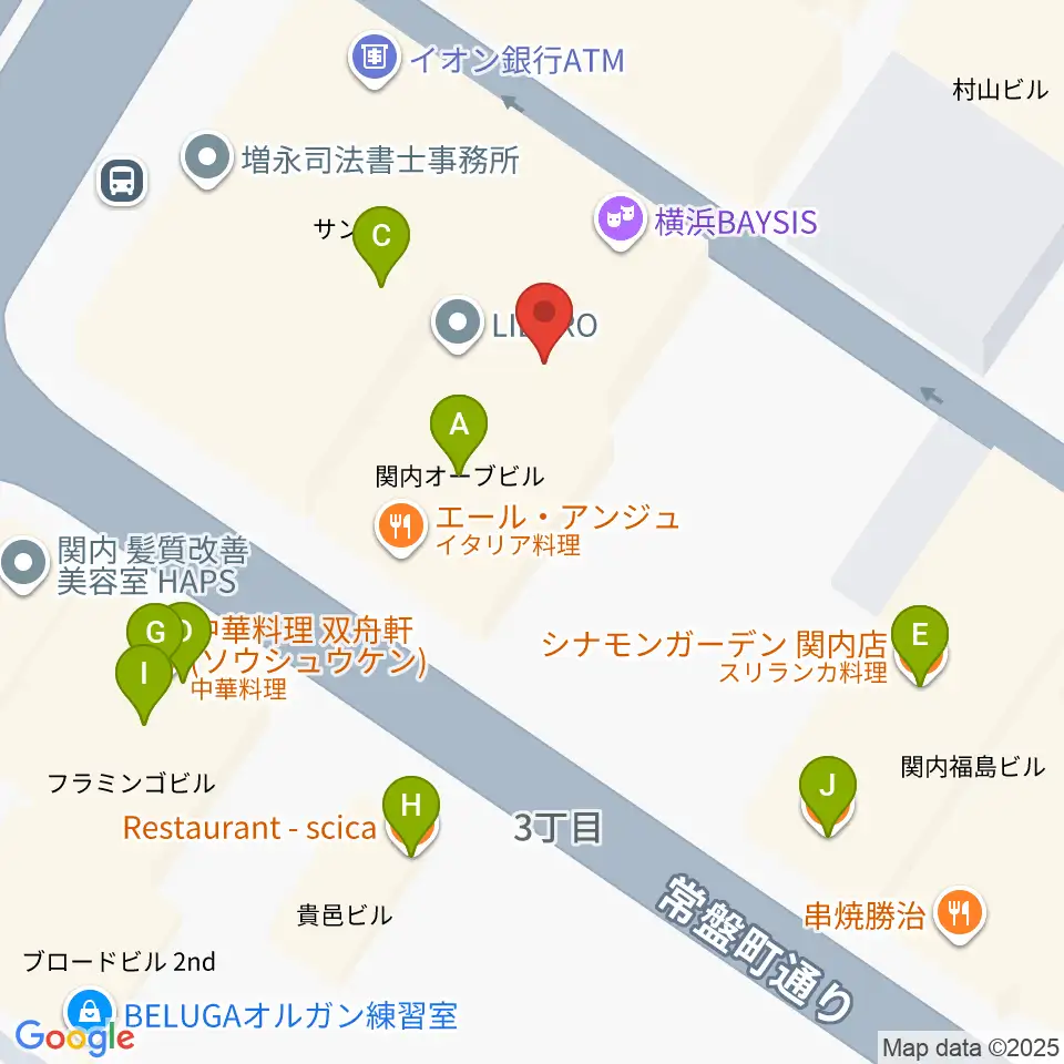 横浜BAYSIS周辺のファミレス・ファーストフード一覧地図