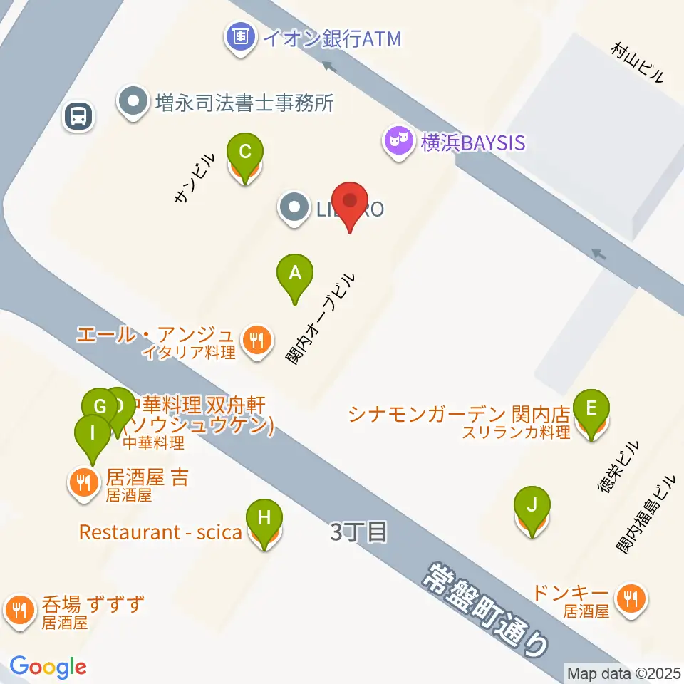 横浜BAYSIS周辺のファミレス・ファーストフード一覧地図