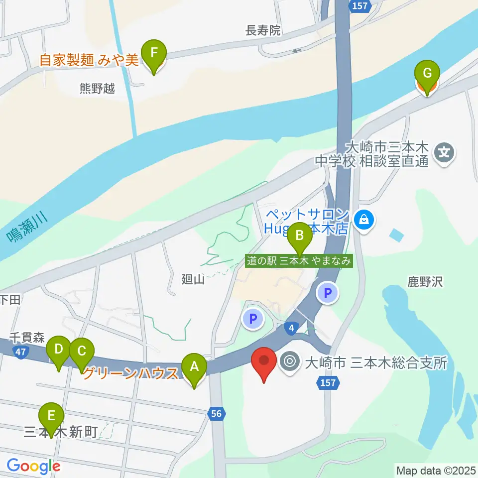 OCRFM83.5 おおさきFM周辺のファミレス・ファーストフード一覧地図