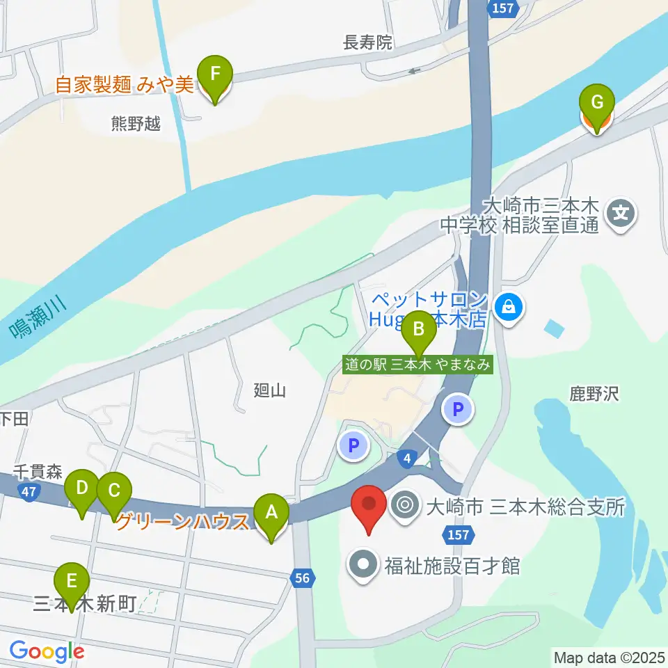 OCRFM83.5 おおさきFM周辺のファミレス・ファーストフード一覧地図