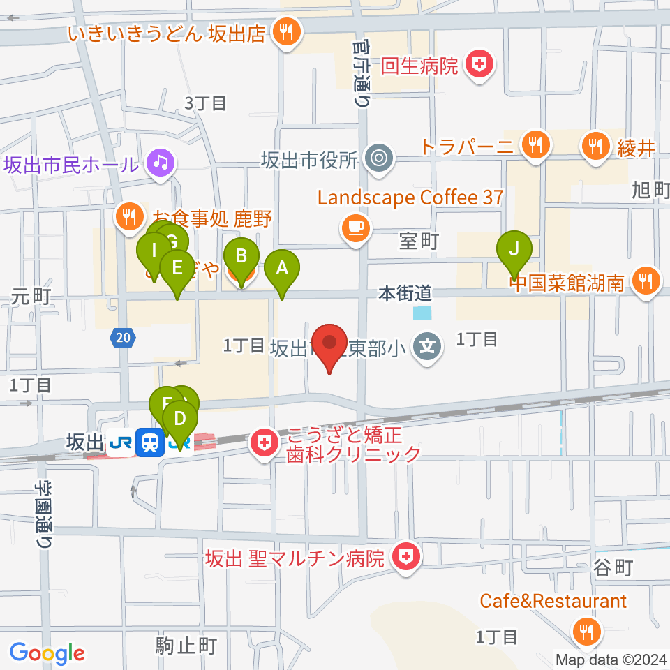 エフエム・サン周辺のファミレス・ファーストフード一覧地図