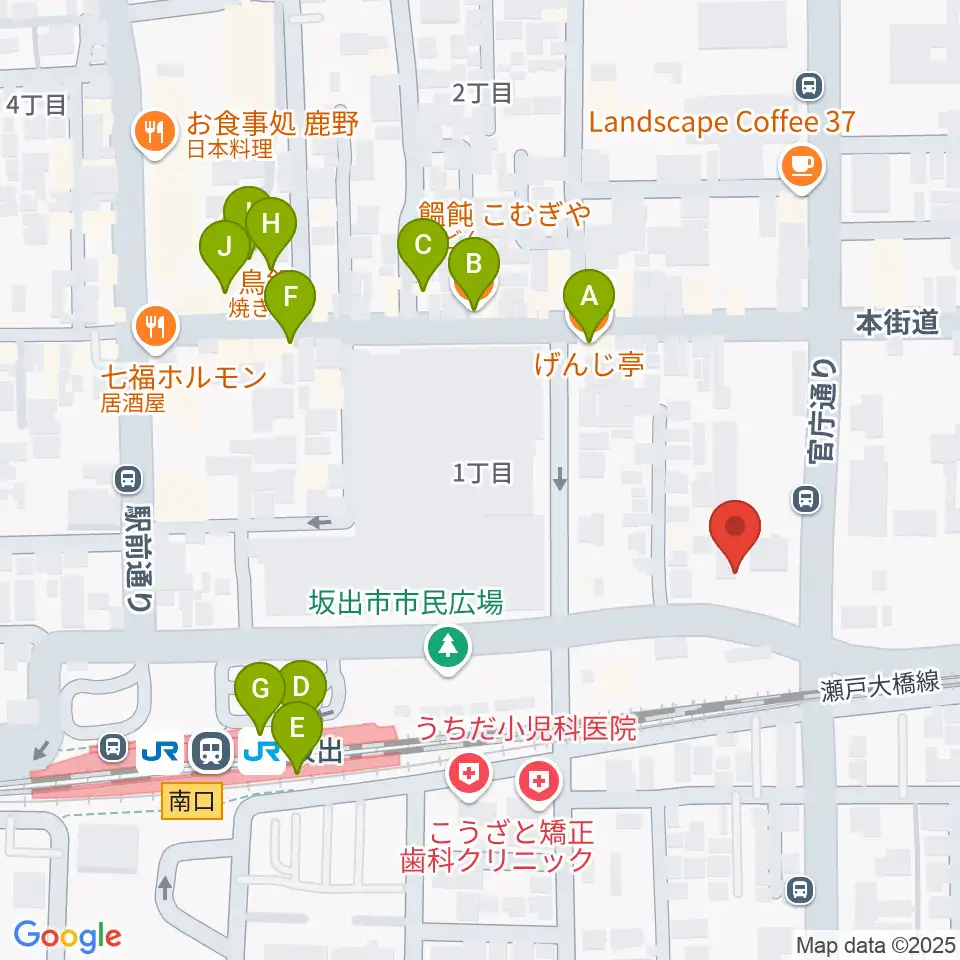 エフエム・サン周辺のファミレス・ファーストフード一覧地図