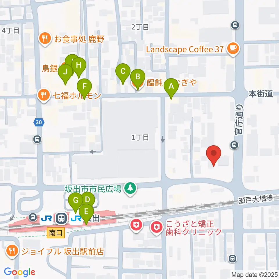 エフエム・サン周辺のファミレス・ファーストフード一覧地図