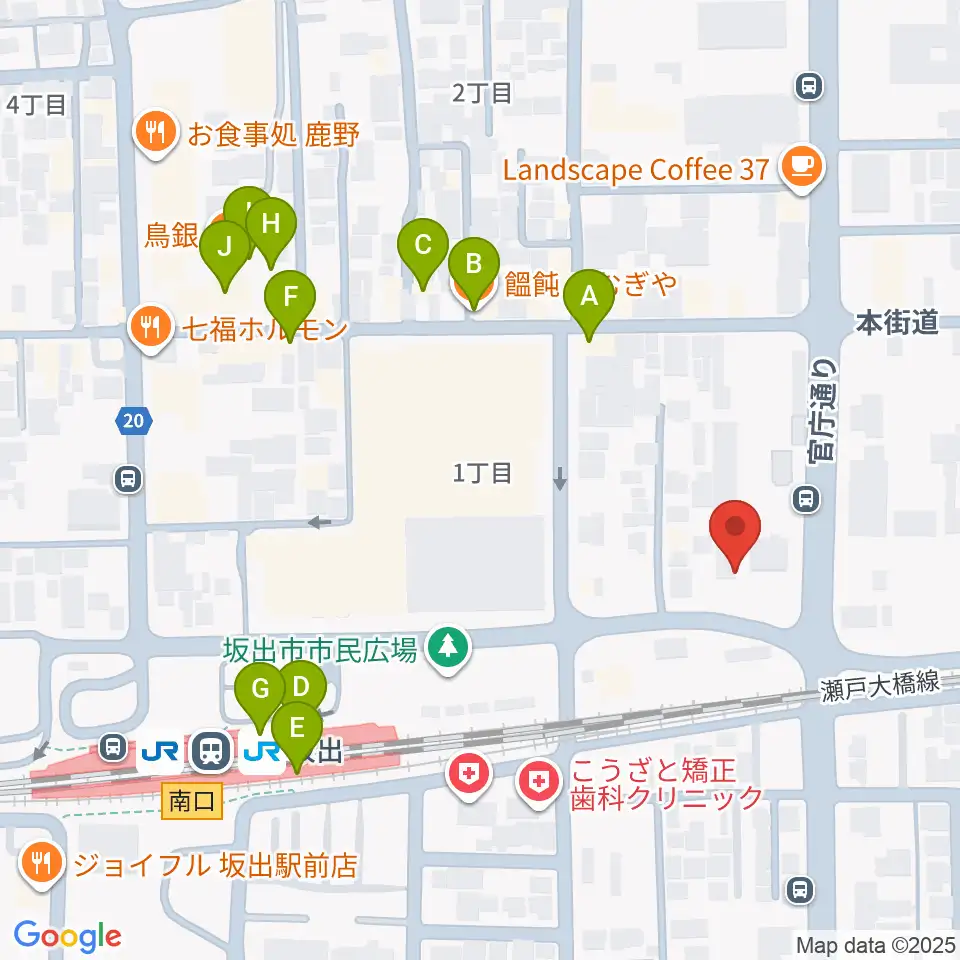 エフエム・サン周辺のファミレス・ファーストフード一覧地図