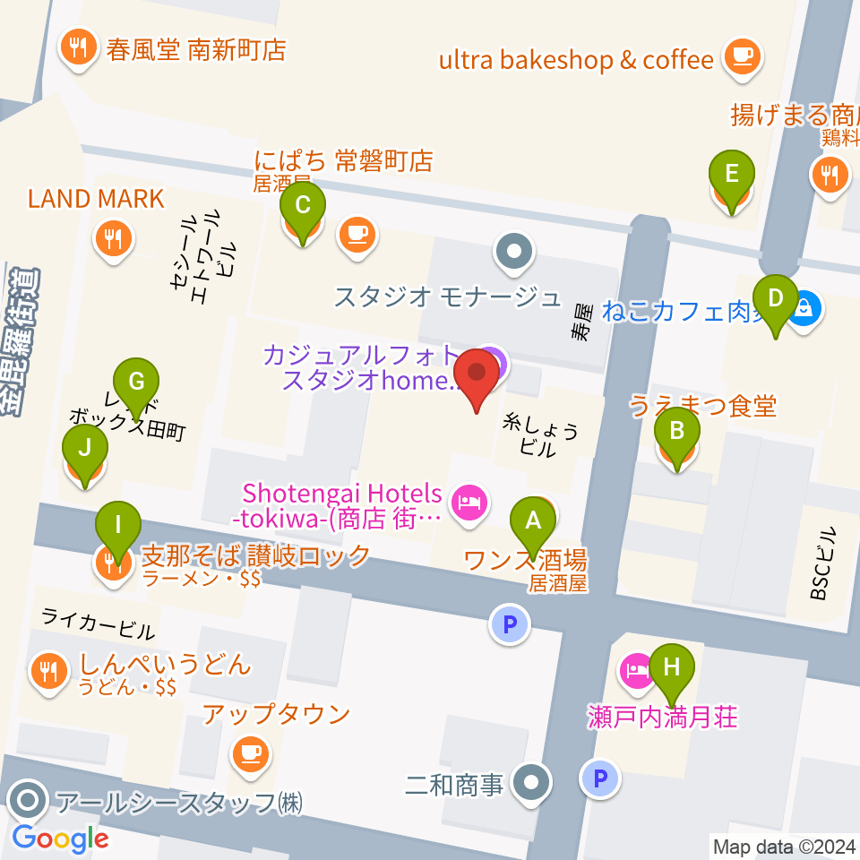 FM815周辺のファミレス・ファーストフード一覧地図