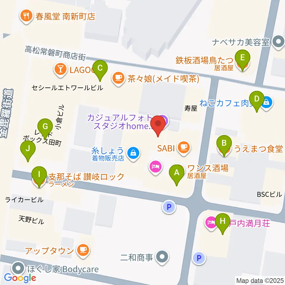 FM815周辺のファミレス・ファーストフード一覧地図