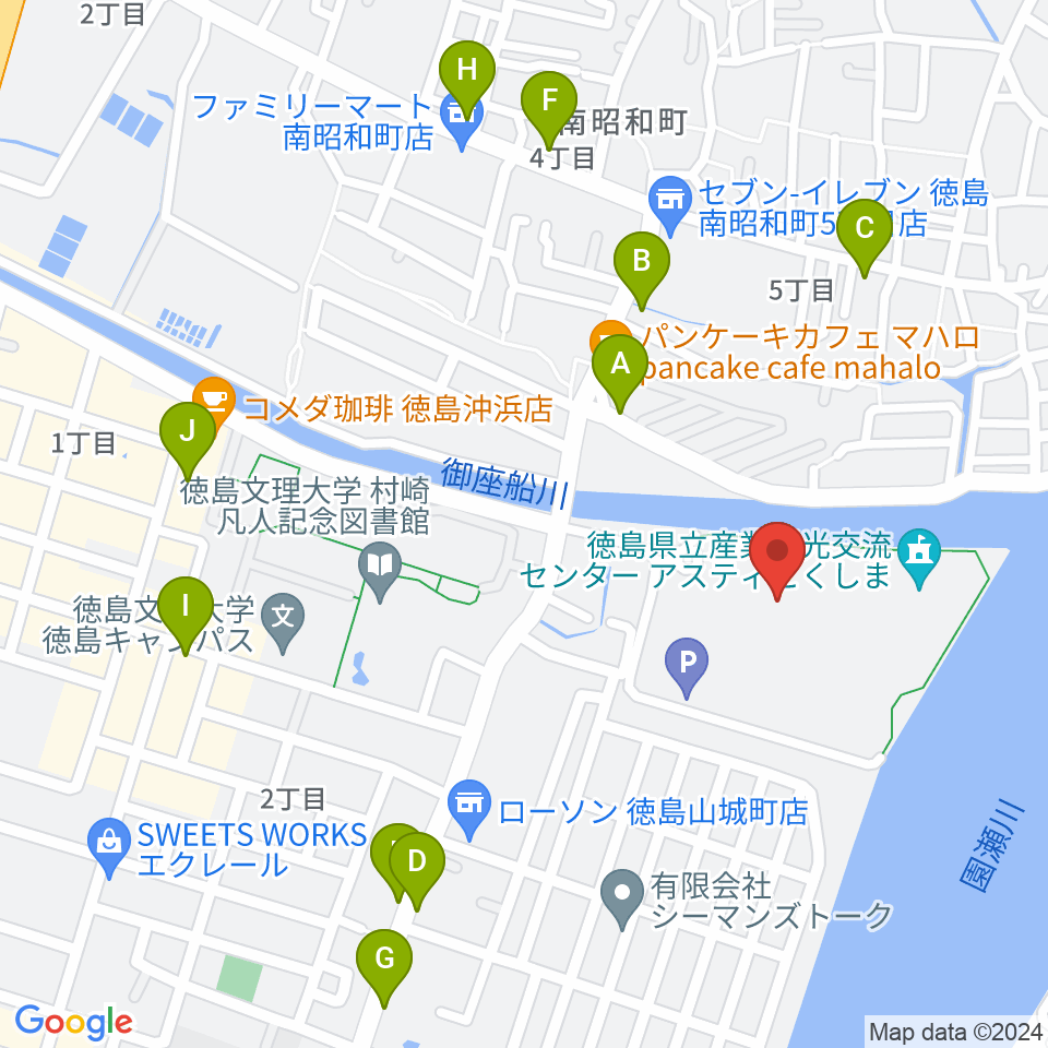 エフエムびざん B-FM791周辺のファミレス・ファーストフード一覧地図