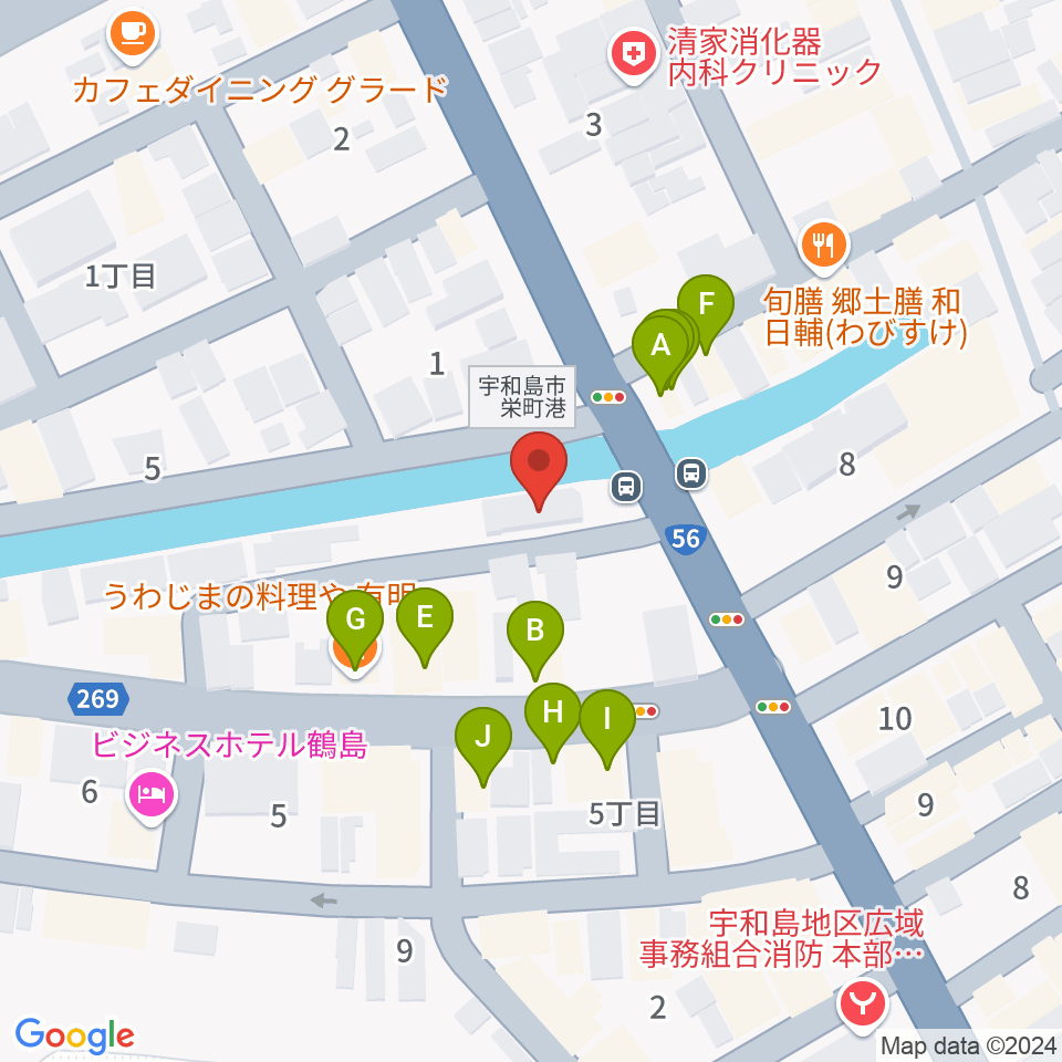 FMがいや周辺のファミレス・ファーストフード一覧地図