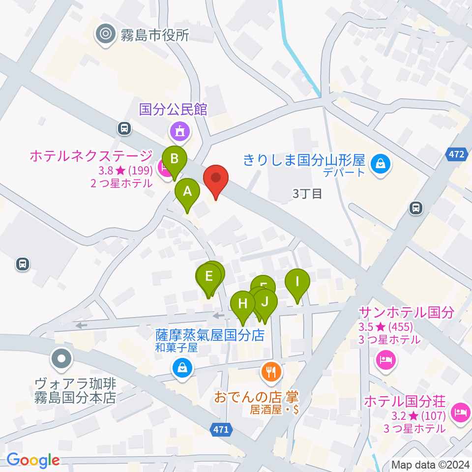 FMきりしま プラスきりしま周辺のファミレス・ファーストフード一覧地図