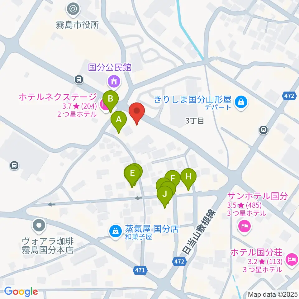 FMきりしま プラスきりしま周辺のファミレス・ファーストフード一覧地図