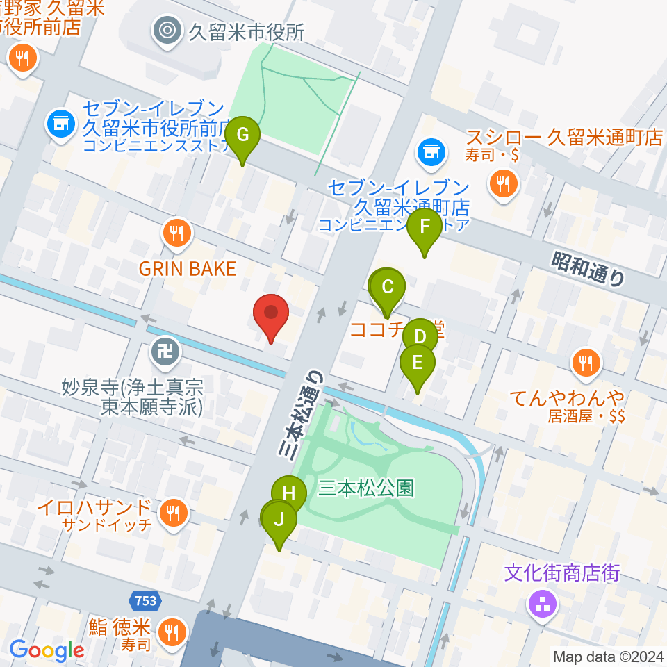 ドリームスエフエム周辺のファミレス・ファーストフード一覧地図