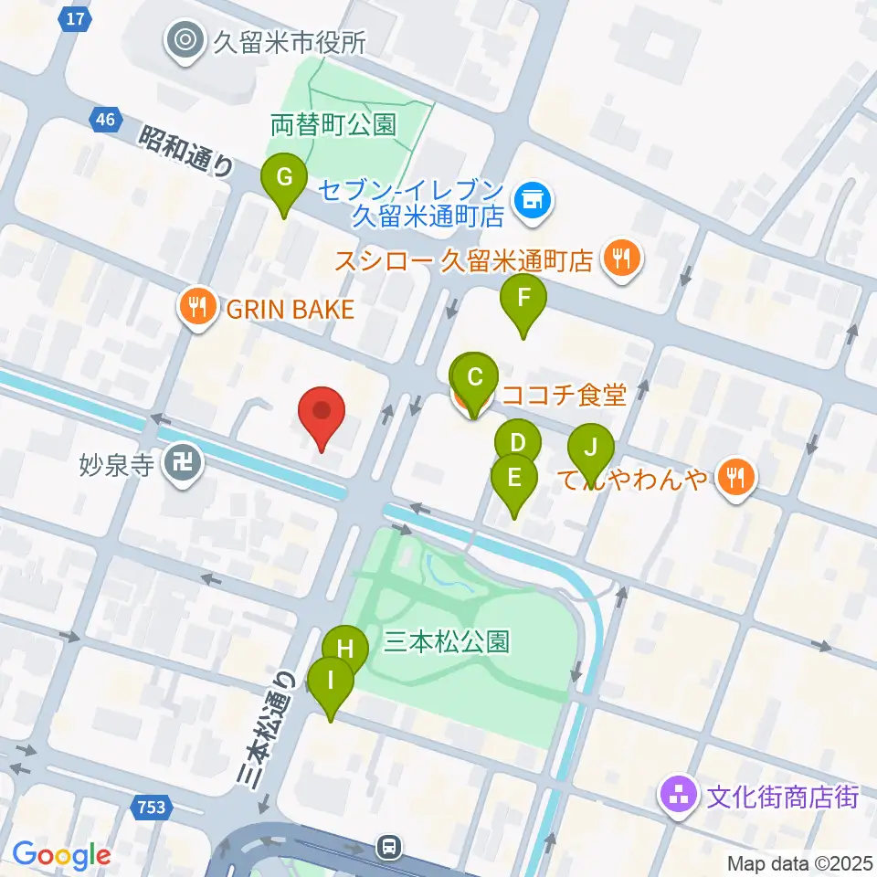 ドリームスエフエム周辺のファミレス・ファーストフード一覧地図