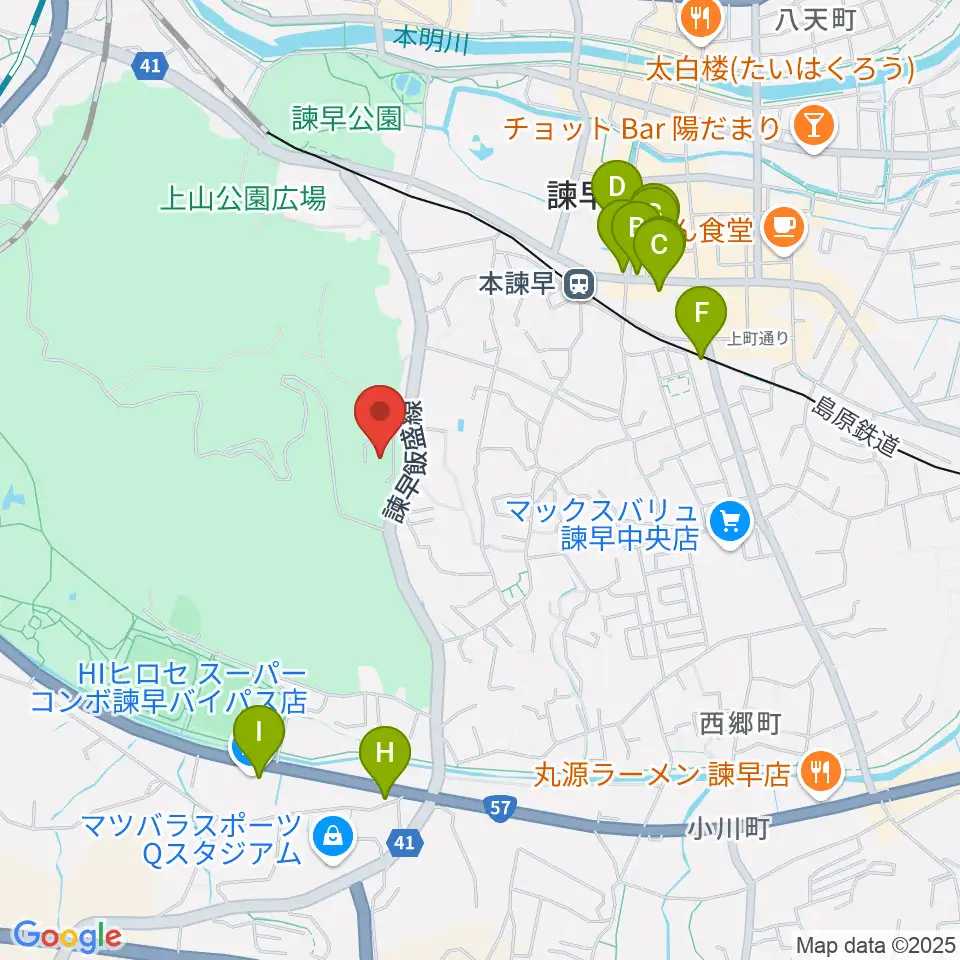 エフエム諫早 レインボーFM周辺のファミレス・ファーストフード一覧地図