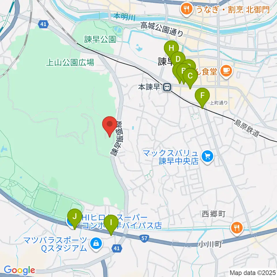 エフエム諫早 レインボーFM周辺のファミレス・ファーストフード一覧地図