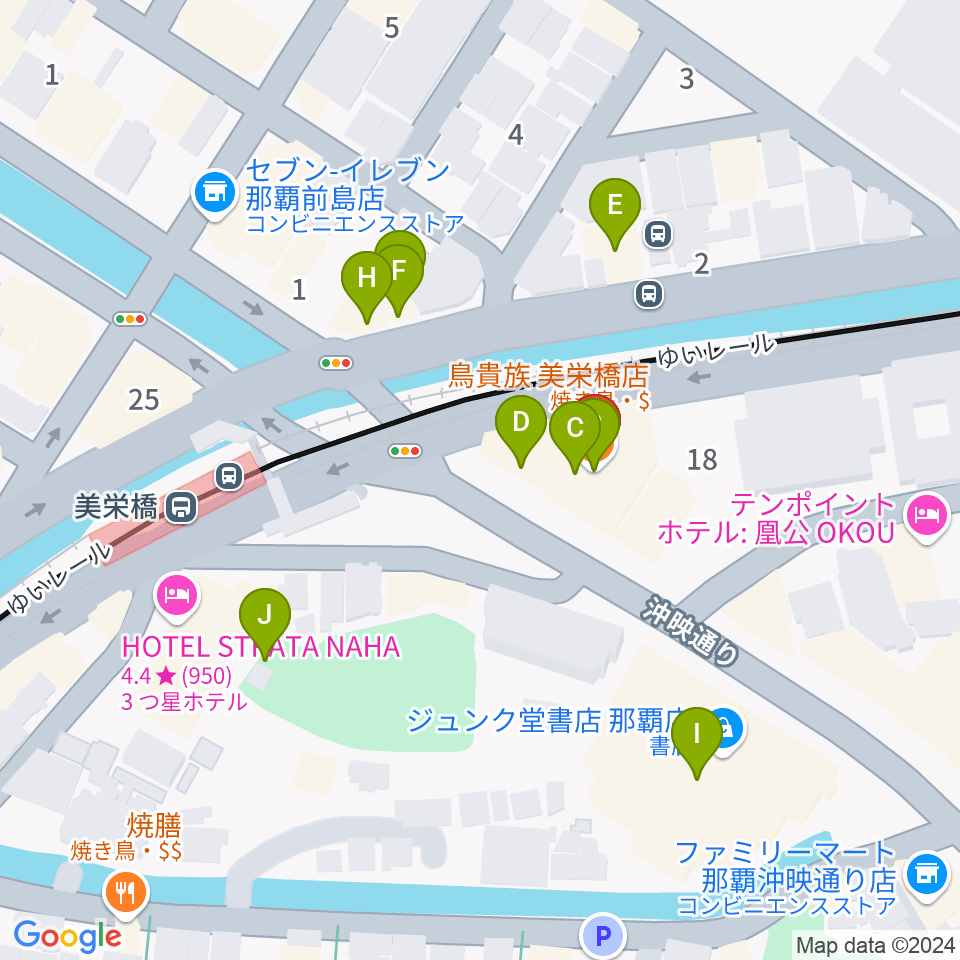 fm那覇周辺のファミレス・ファーストフード一覧地図