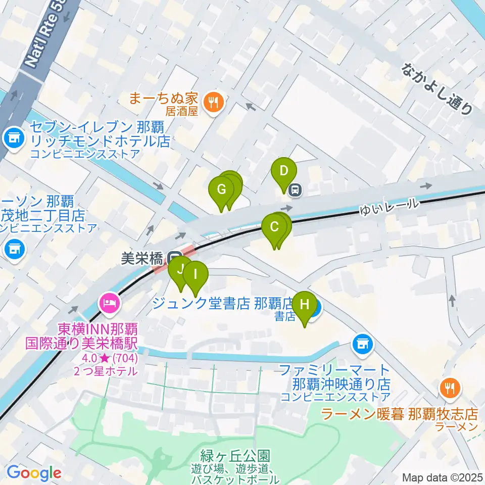 fm那覇周辺のファミレス・ファーストフード一覧地図