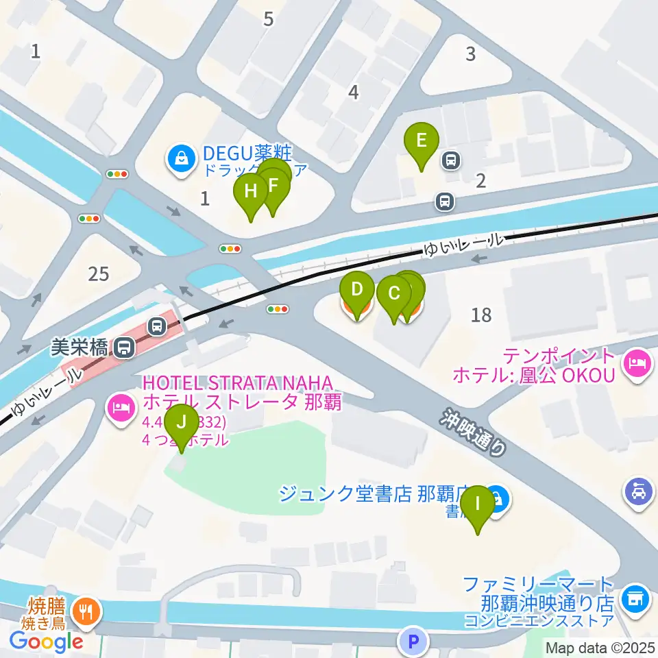 fm那覇周辺のファミレス・ファーストフード一覧地図