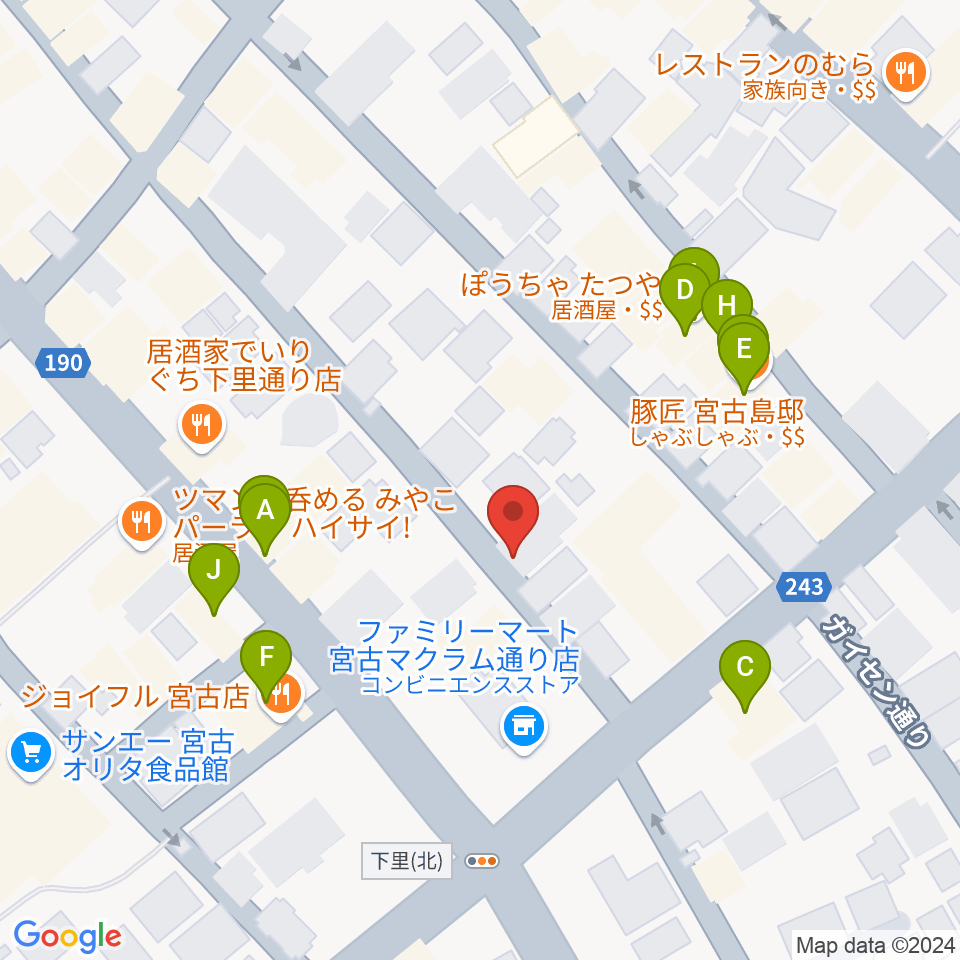 エフエムみやこ周辺のファミレス・ファーストフード一覧地図