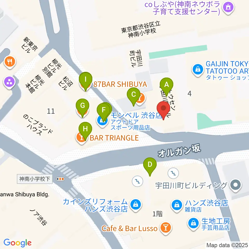 aube渋谷周辺のファミレス・ファーストフード一覧地図