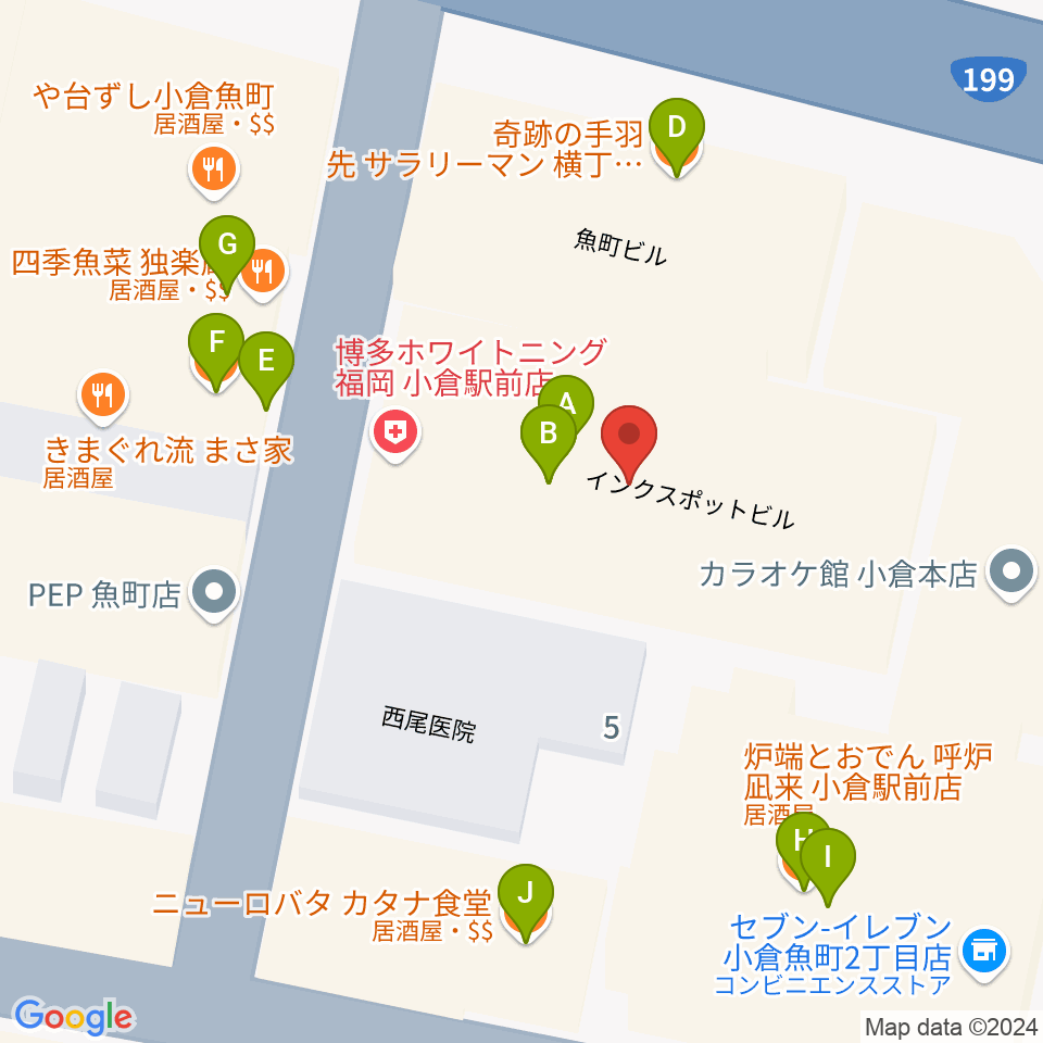 FM KITAQ周辺のファミレス・ファーストフード一覧地図