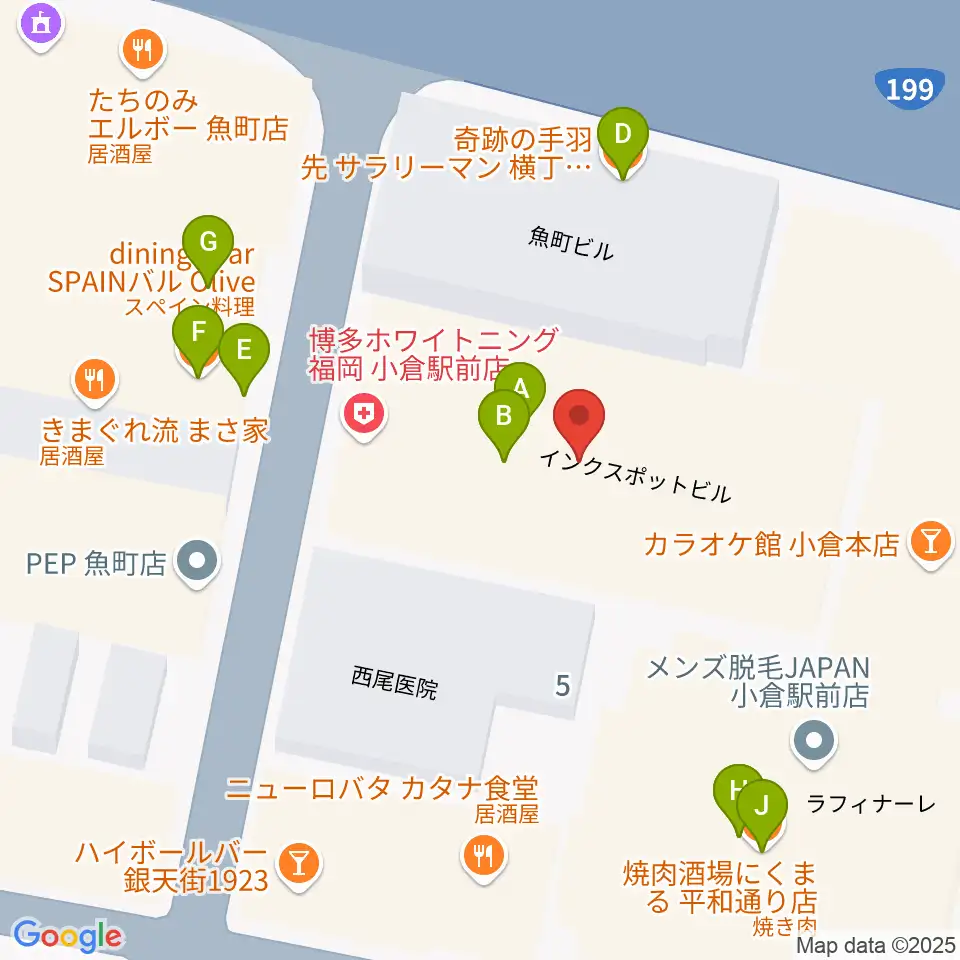 FM KITAQ周辺のファミレス・ファーストフード一覧地図