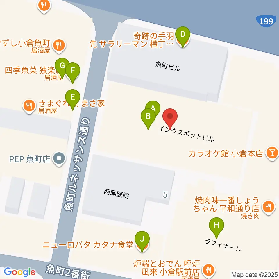 FM KITAQ周辺のファミレス・ファーストフード一覧地図