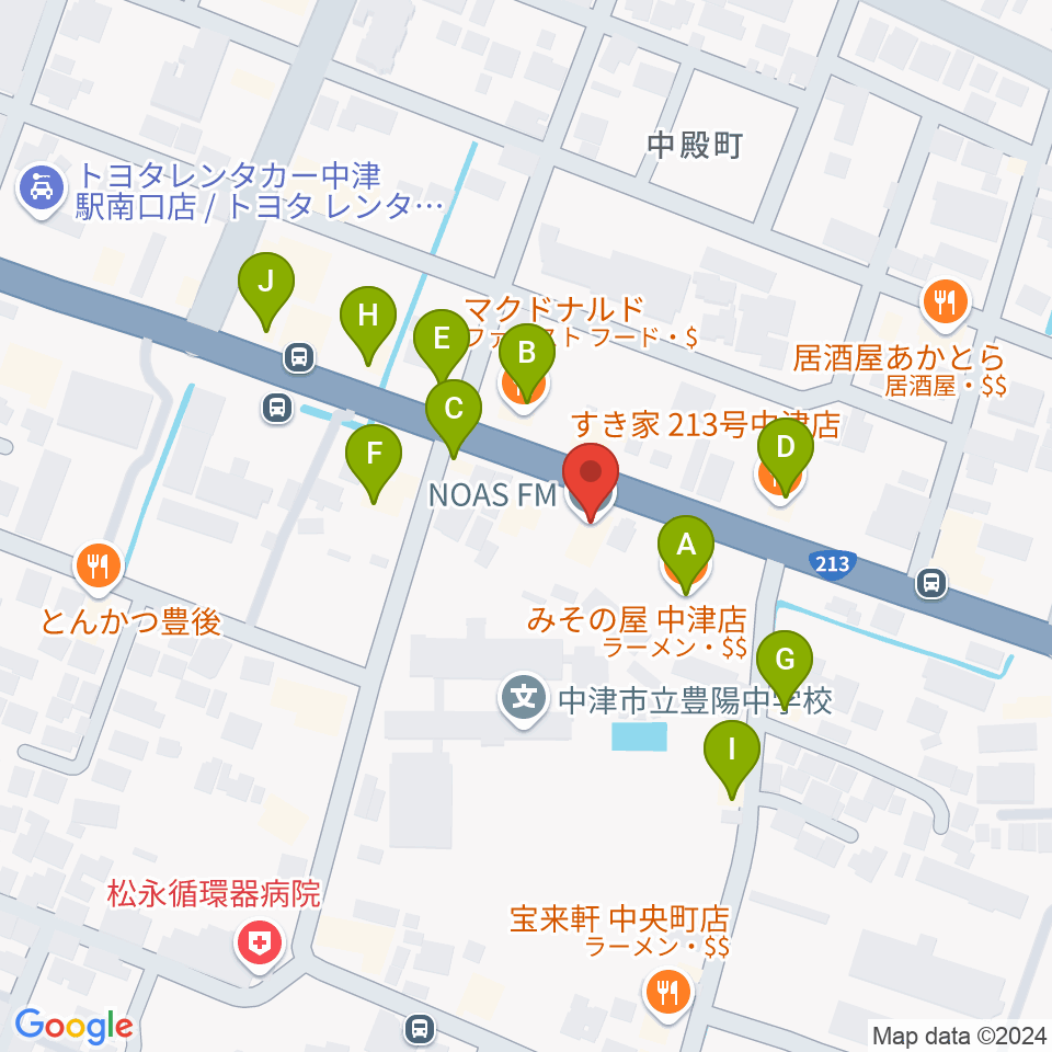 NOAS FM ノースエフエム周辺のファミレス・ファーストフード一覧地図