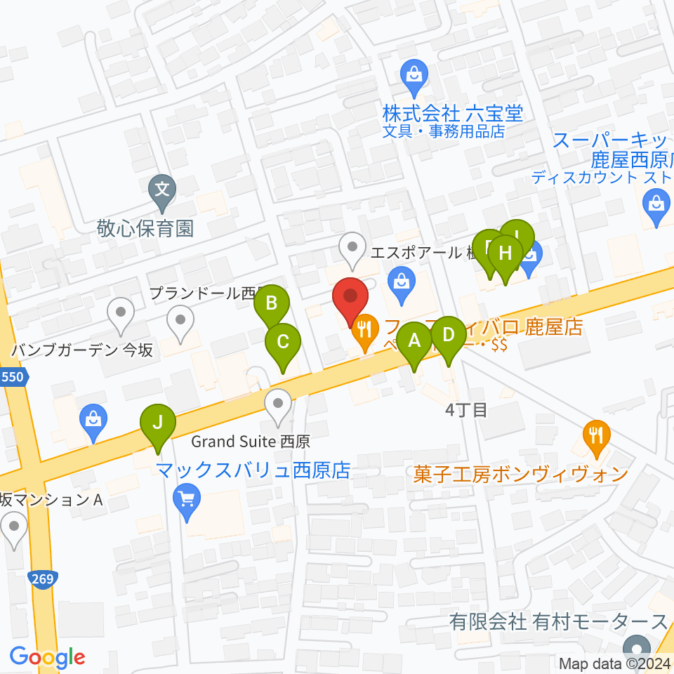 FMかのや周辺のファミレス・ファーストフード一覧地図