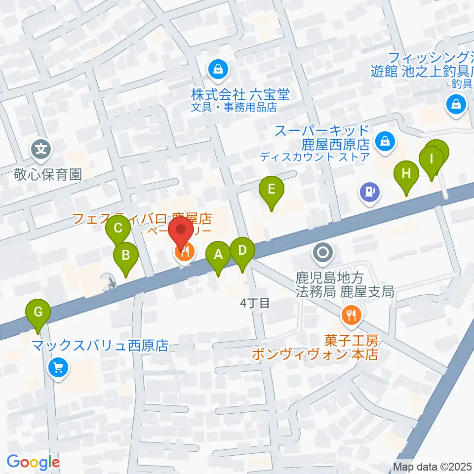 FMかのや周辺のファミレス・ファーストフード一覧地図
